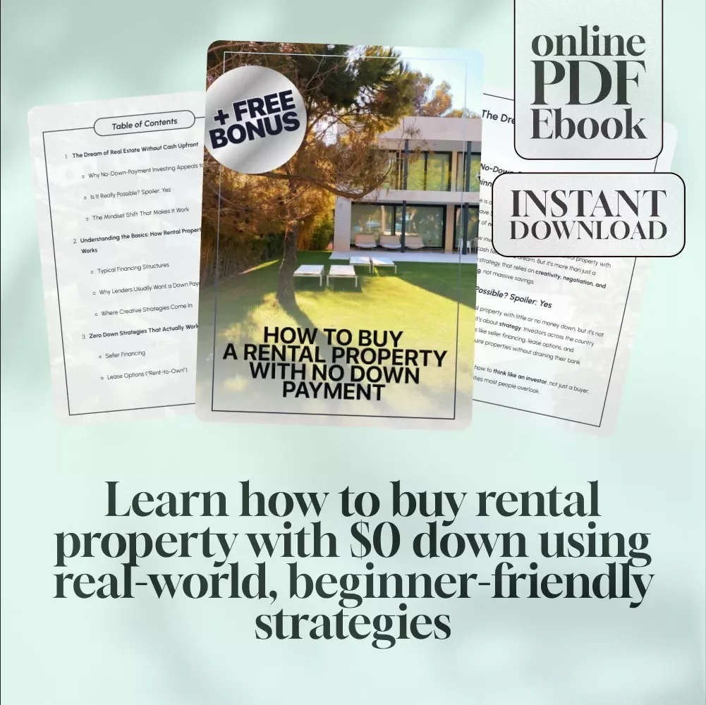 How to Buy a Rental Property with No Down Payment | Real Estate eBook for Beginners | Instant Digital Download