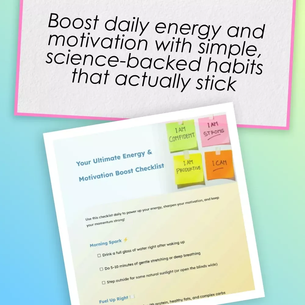 Your Ultimate Energy & Motivation Boost Checklist – How to Be More Energetic and Motivated Daily | Digital Download PDF