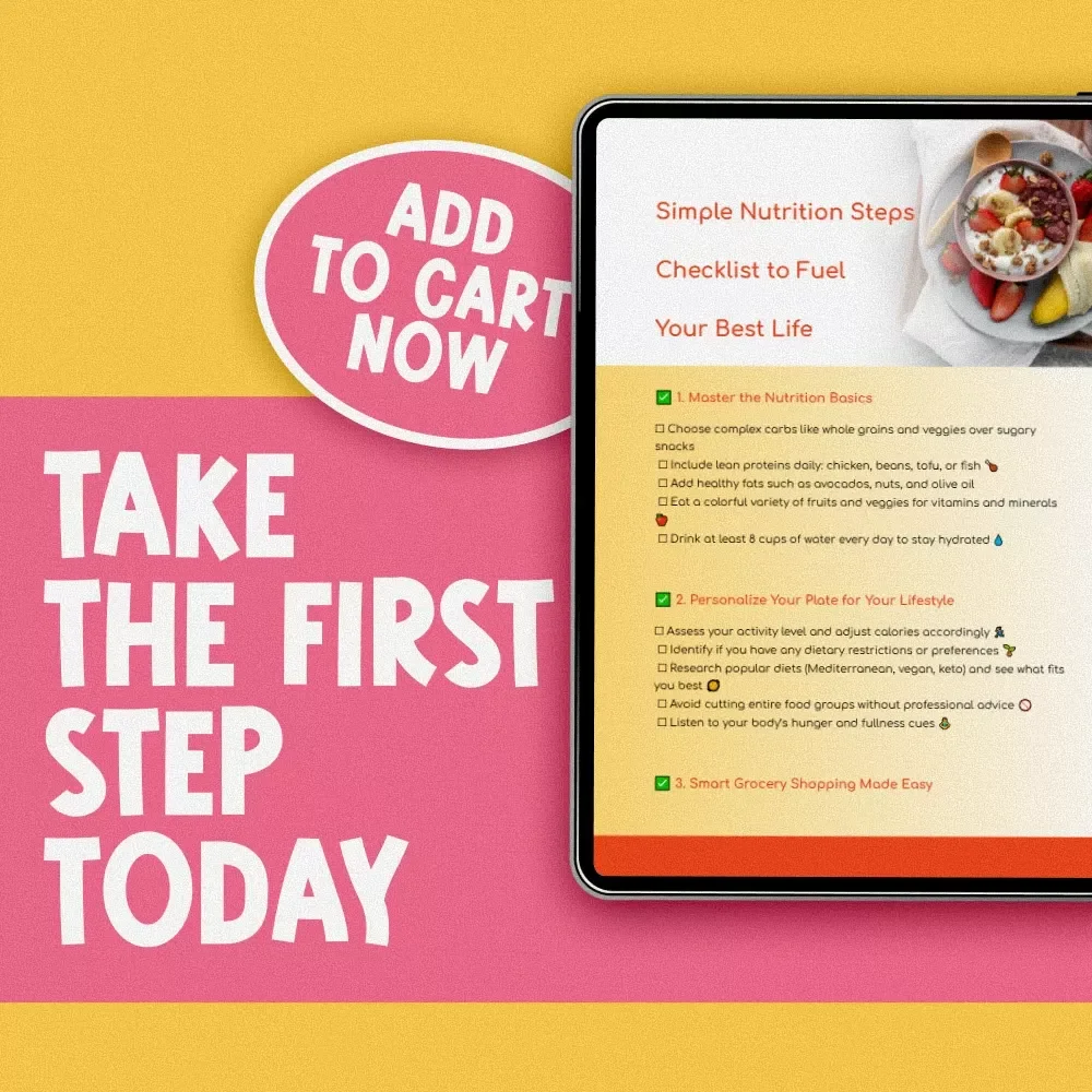 Simple Nutrition Steps Checklist to Fuel Your Best Life | Digital Download Guide for How to Get Proper Nutrition, Healthy Eating, Meal Planning & Wellness Habits