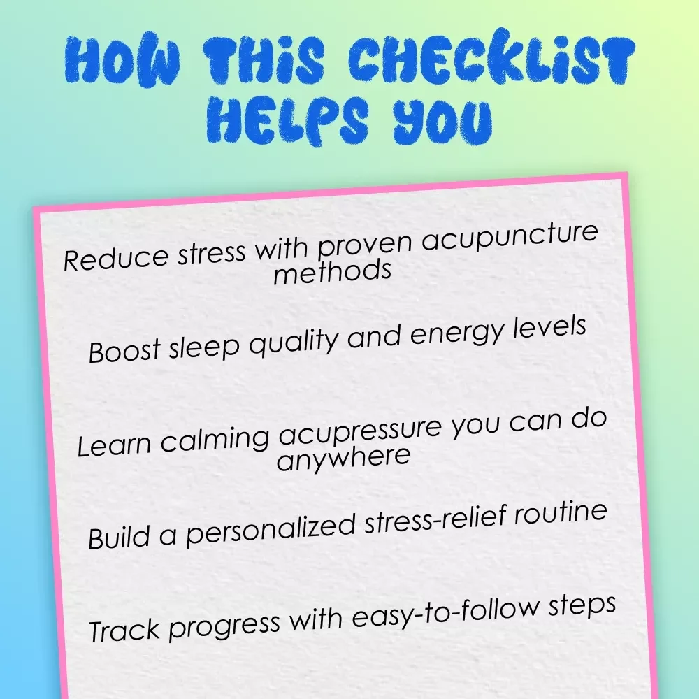 The Acupuncture Stress Relief Checklist | Digital Download for Natural Stress Reduction & Qi Balance | Acupuncture and Stress Reduction Guide