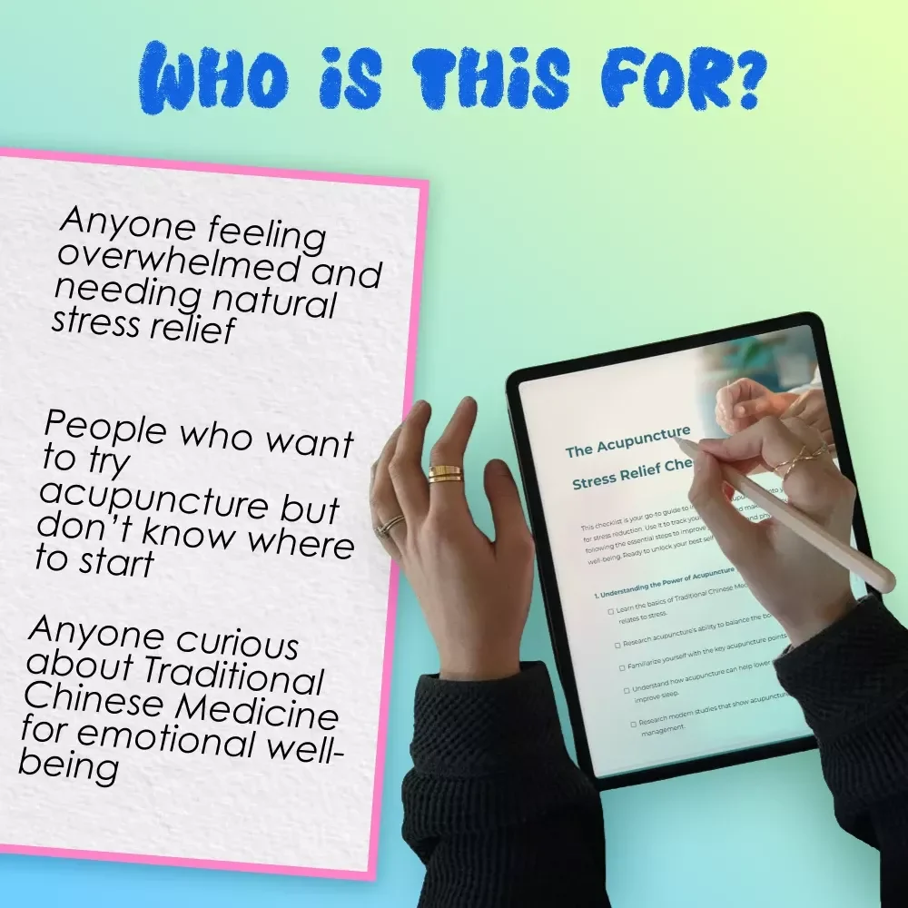 The Acupuncture Stress Relief Checklist | Digital Download for Natural Stress Reduction & Qi Balance | Acupuncture and Stress Reduction Guide