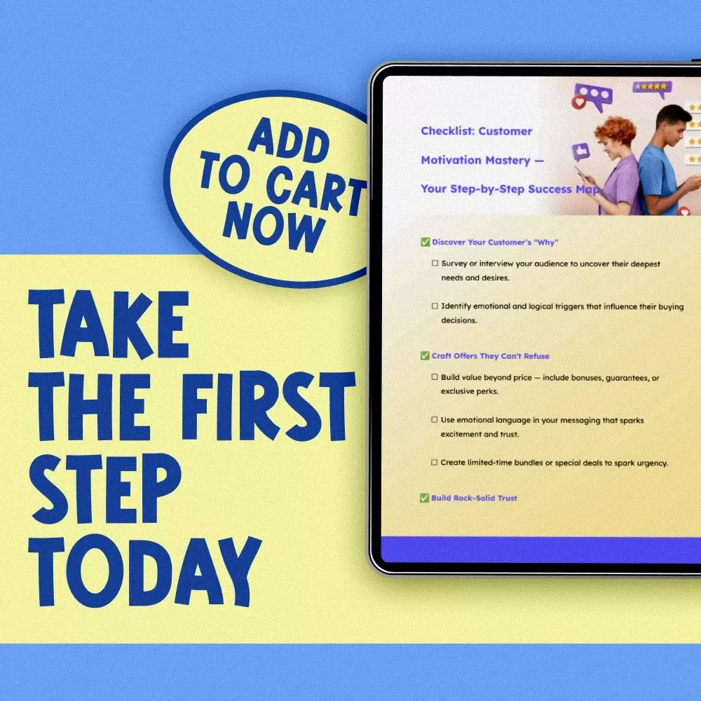 Checklist: Customer Motivation Mastery — Your Step-by-Step Success Map | Digital Download | How Do You Motivate Customers to Buy Your Product