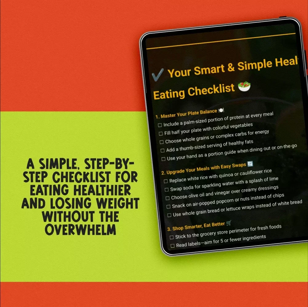 Your Smart & Simple Healthy Eating Checklist | Printable Guide for How to Eat Healthy to Lose Weight | Digital Download for Wellness Goals