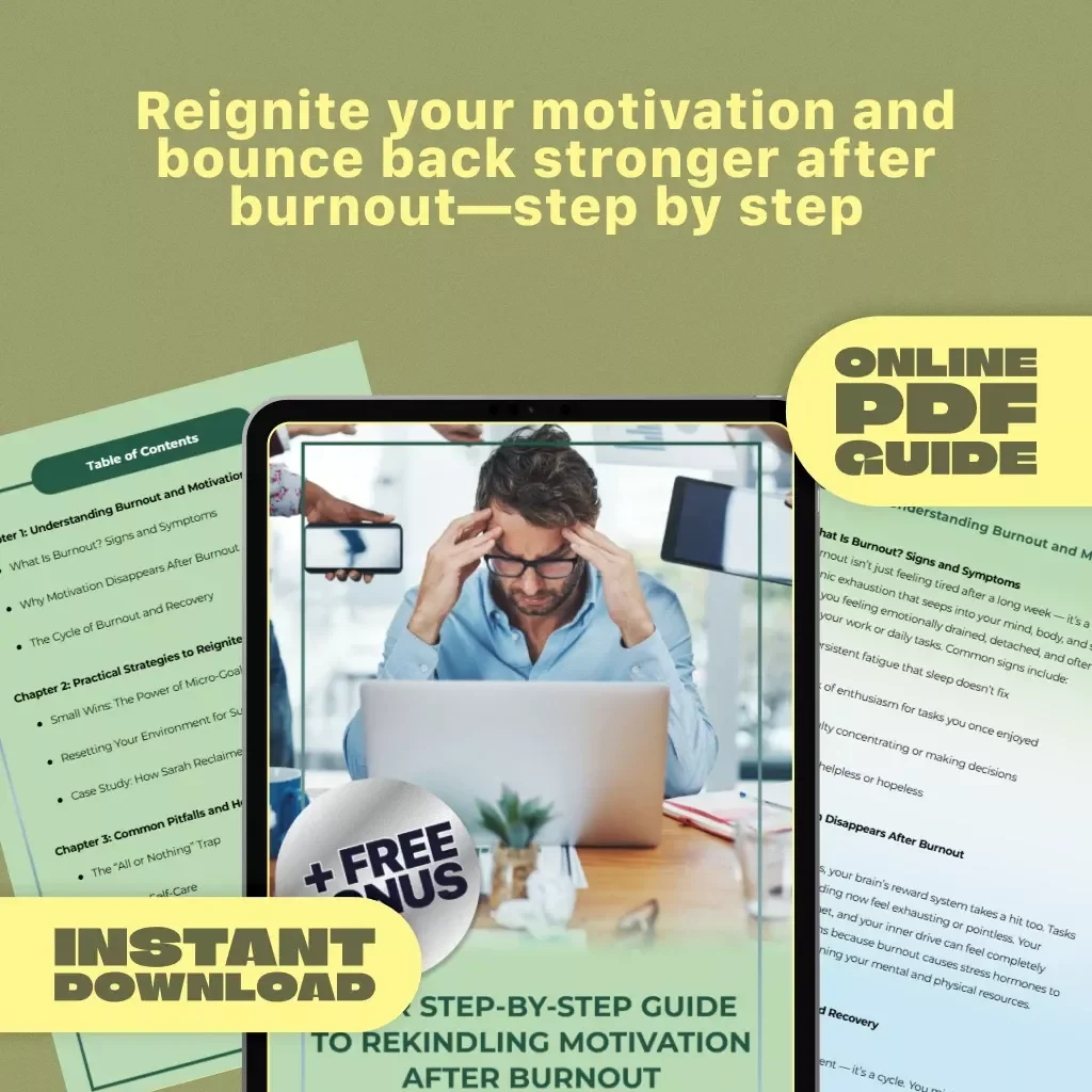 Your Step-by-Step Guide to Rekindling Motivation After Burnout – How to Get Motivated After Burnout | Printable PDF Guide