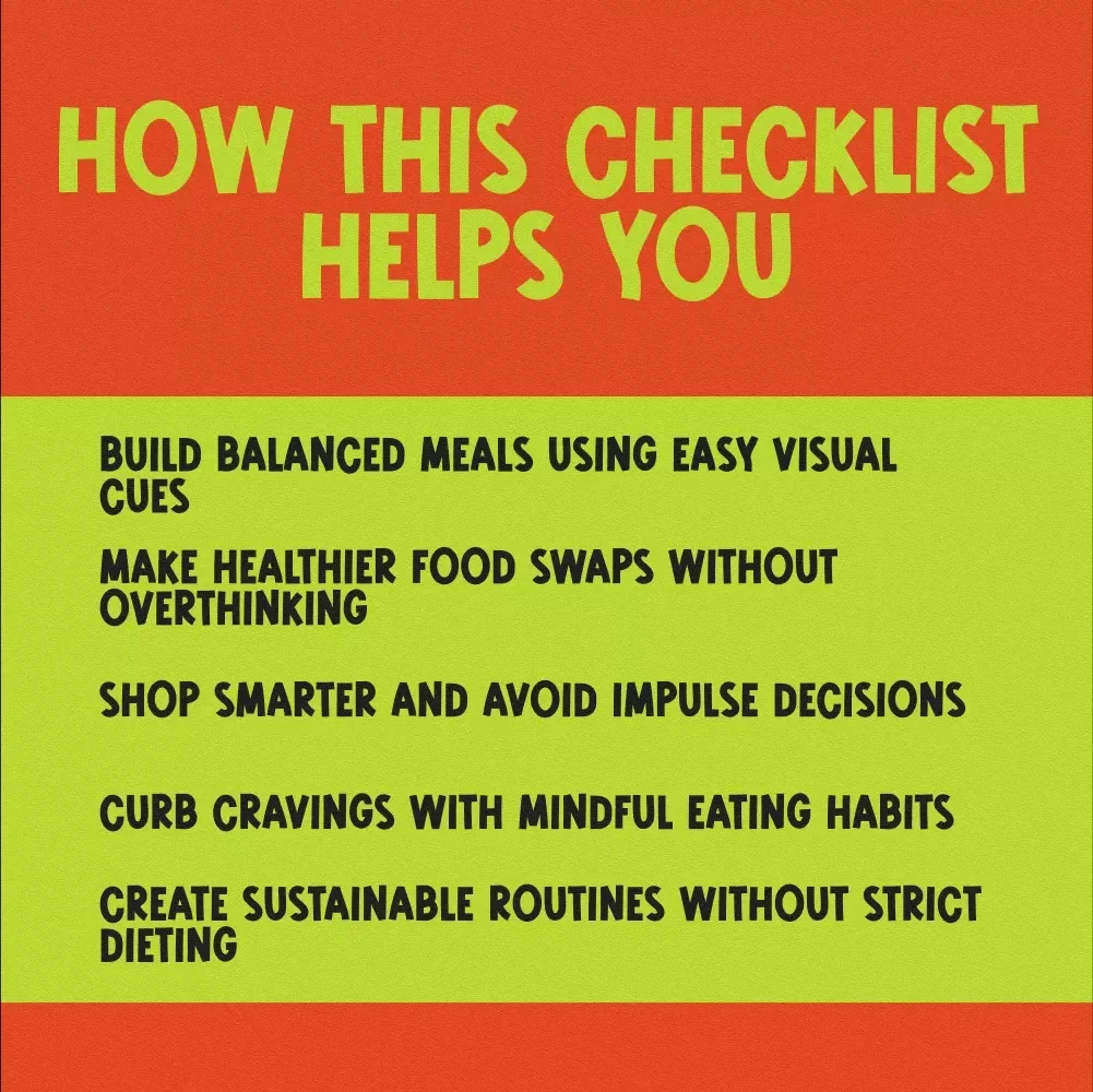 Your Smart & Simple Healthy Eating Checklist | Printable Guide for How to Eat Healthy to Lose Weight | Digital Download for Wellness Goals