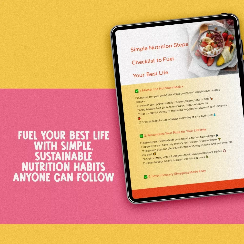 Simple Nutrition Steps Checklist to Fuel Your Best Life | Digital Download Guide for How to Get Proper Nutrition, Healthy Eating, Meal Planning & Wellness Habits