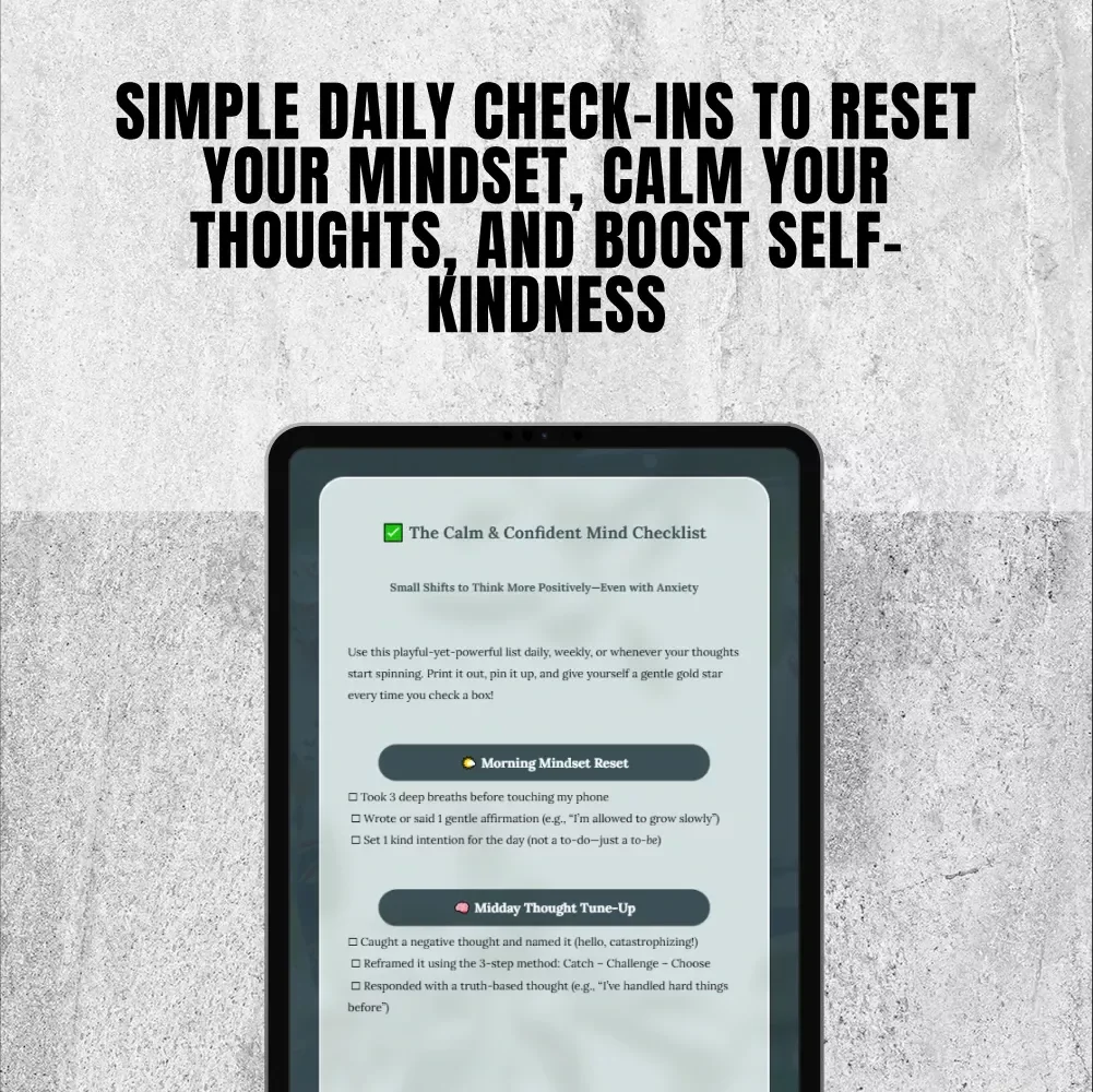 The Calm & Confident Mind Checklist | Printable Mental Health Tracker