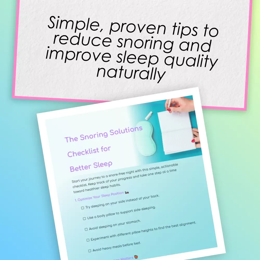 The Snoring Solutions Checklist for Better Sleep | Printable Guide for How to Improve Snoring | Instant Digital Download