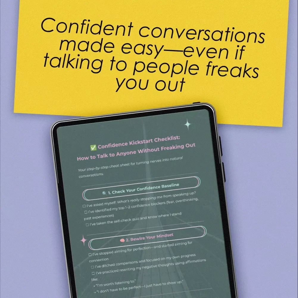 Confidence Kickstart Checklist: How to Talk to Anyone Without Freaking Out | Printable Digital Download for Social Anxiety, Communication, Self-Esteem, How to Get Confidence to Talk to Someone