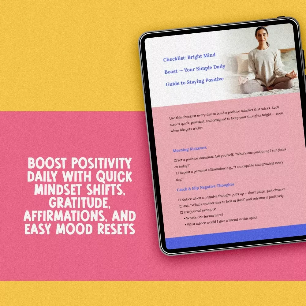 Checklist: Bright Mind Boost — Your Simple Daily Guide to Staying Positive | Digital Download for How to Keep Positive Thoughts