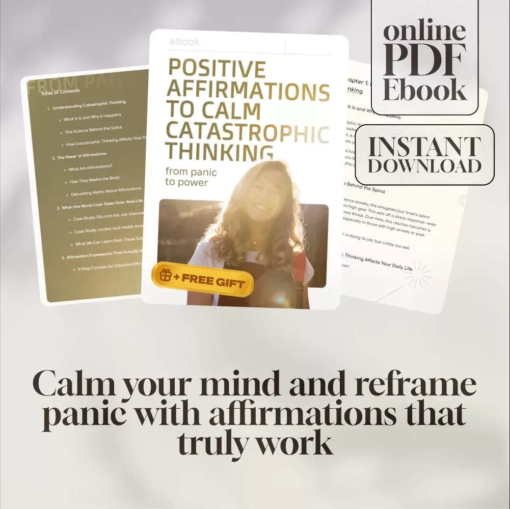 From Panic to Power: Positive Affirmations to Calm Catastrophic Thinking | eBook for Anxiety Relief, Digital Download for Reframing Negative Thoughts, Positive Affirmations for Catastrophic Thinking