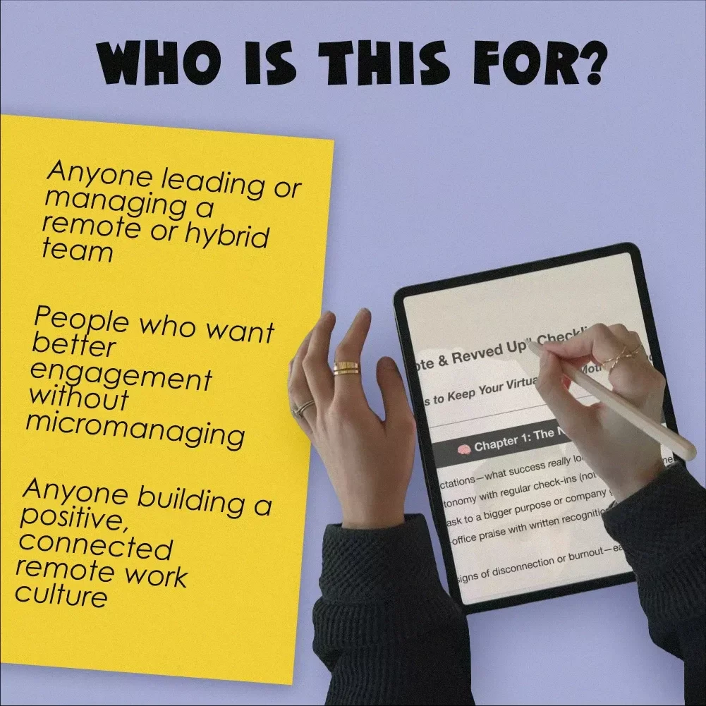 Remote & Revved Up Checklist | Motivate Remote Teams | Digital Download for Managers & Leaders