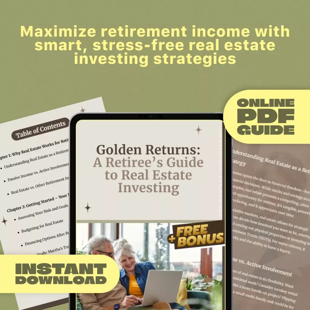 Golden Returns: A Retiree’s Guide to Real Estate Investing | Digital Guide for Real Estate Investing for Retirees, Passive Income, REITs, Turnkey Properties