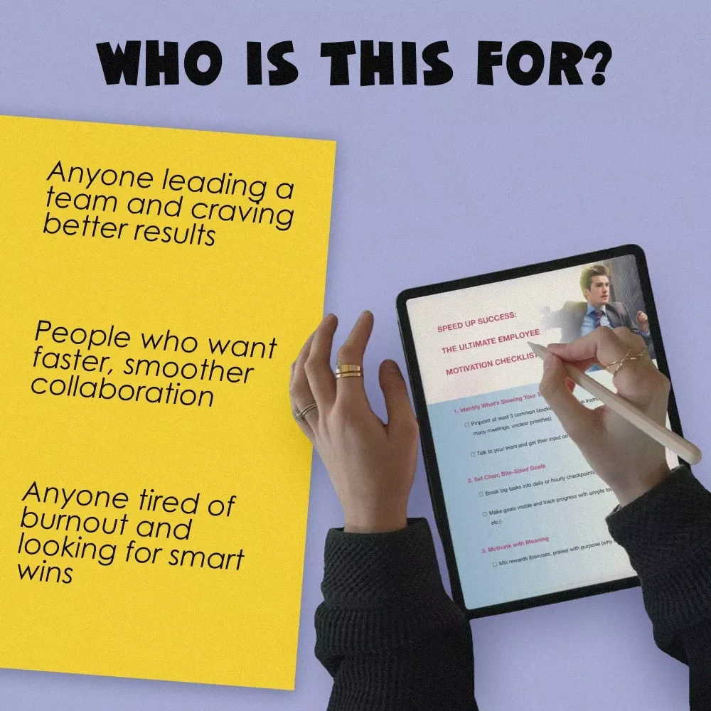 Speed Up Success: The Ultimate Employee Motivation Checklist | How to Motivate Employees to Work Faster | Digital Download for Managers & Team Leaders