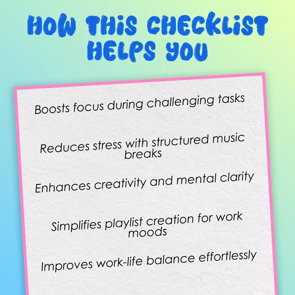 Your Workday Relaxing Music Checklist | Digital Download for Stress Relief, Focus & Calming Breaks | Relaxing Music for Work