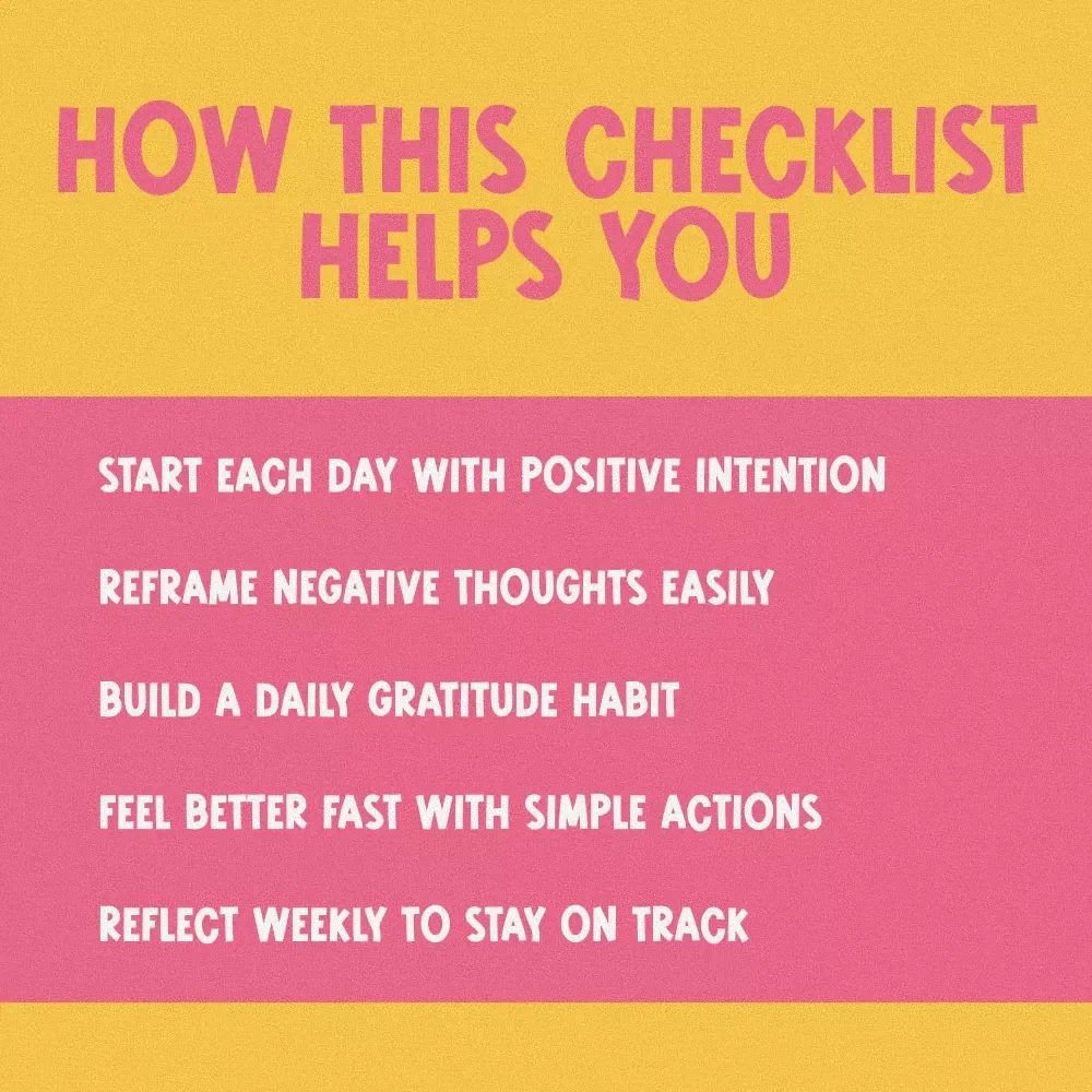 Checklist: Bright Mind Boost — Your Simple Daily Guide to Staying Positive | Digital Download for How to Keep Positive Thoughts