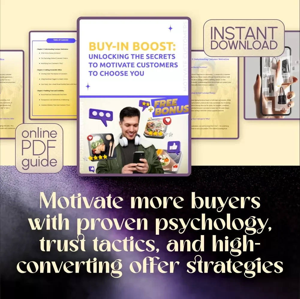Buy-In Boost: Unlocking the Secrets to Motivate Customers to Choose You | Customer Motivation Guide | How Do You Motivate Customers to Buy Your Product eBook