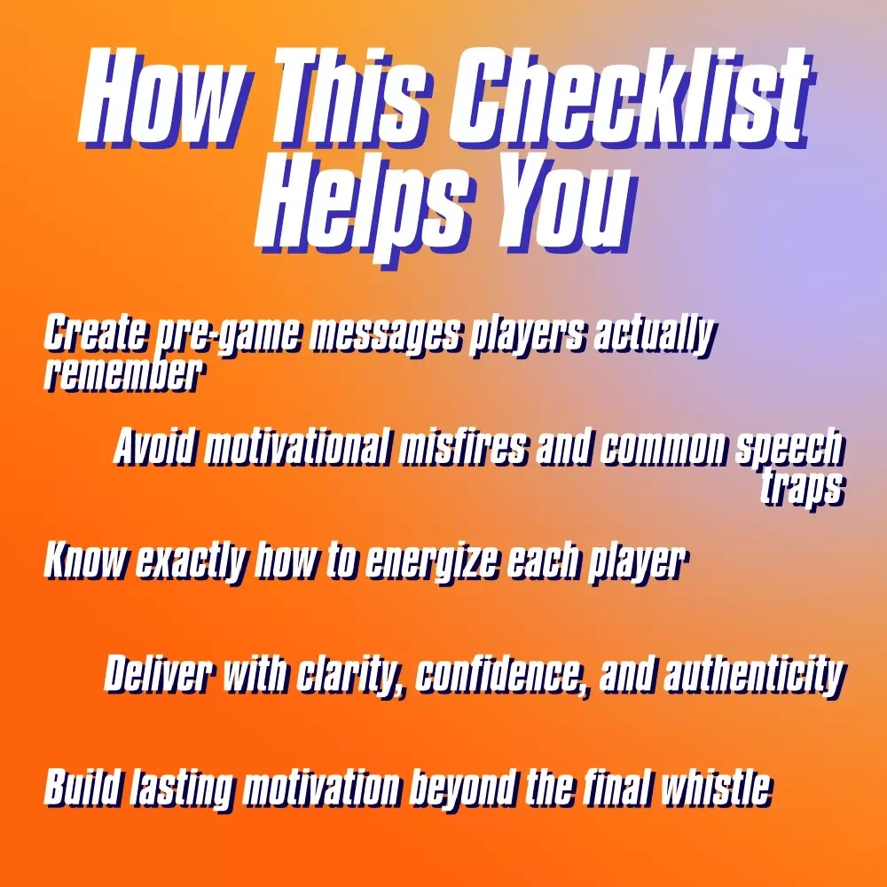 “Ready, Set, Motivate!”: The Ultimate Game Day Checklist for Coaches Who Inspire | How to Motivate Players Before a Game | Digital Download for Sports Coaches