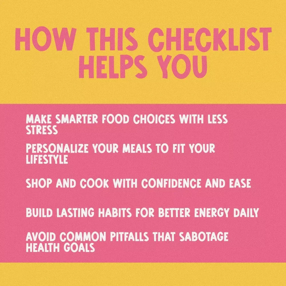 Simple Nutrition Steps Checklist to Fuel Your Best Life | Digital Download Guide for How to Get Proper Nutrition, Healthy Eating, Meal Planning & Wellness Habits