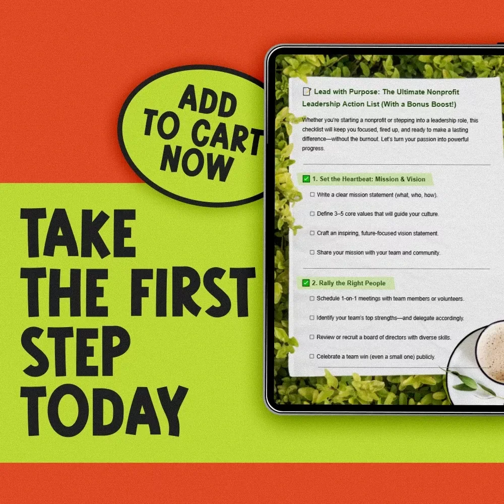 Lead with Purpose: The Ultimate Nonprofit Leadership Action List (With a Bonus Boost!) | How to Lead a Nonprofit Organization Checklist | Printable Digital Download
