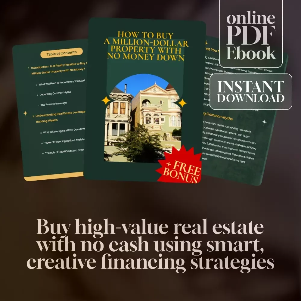 How to Buy a Million-Dollar Property with No Money Down | Real Estate Investing eBook | Guide to Creative Financing & Leverage | Digital Download