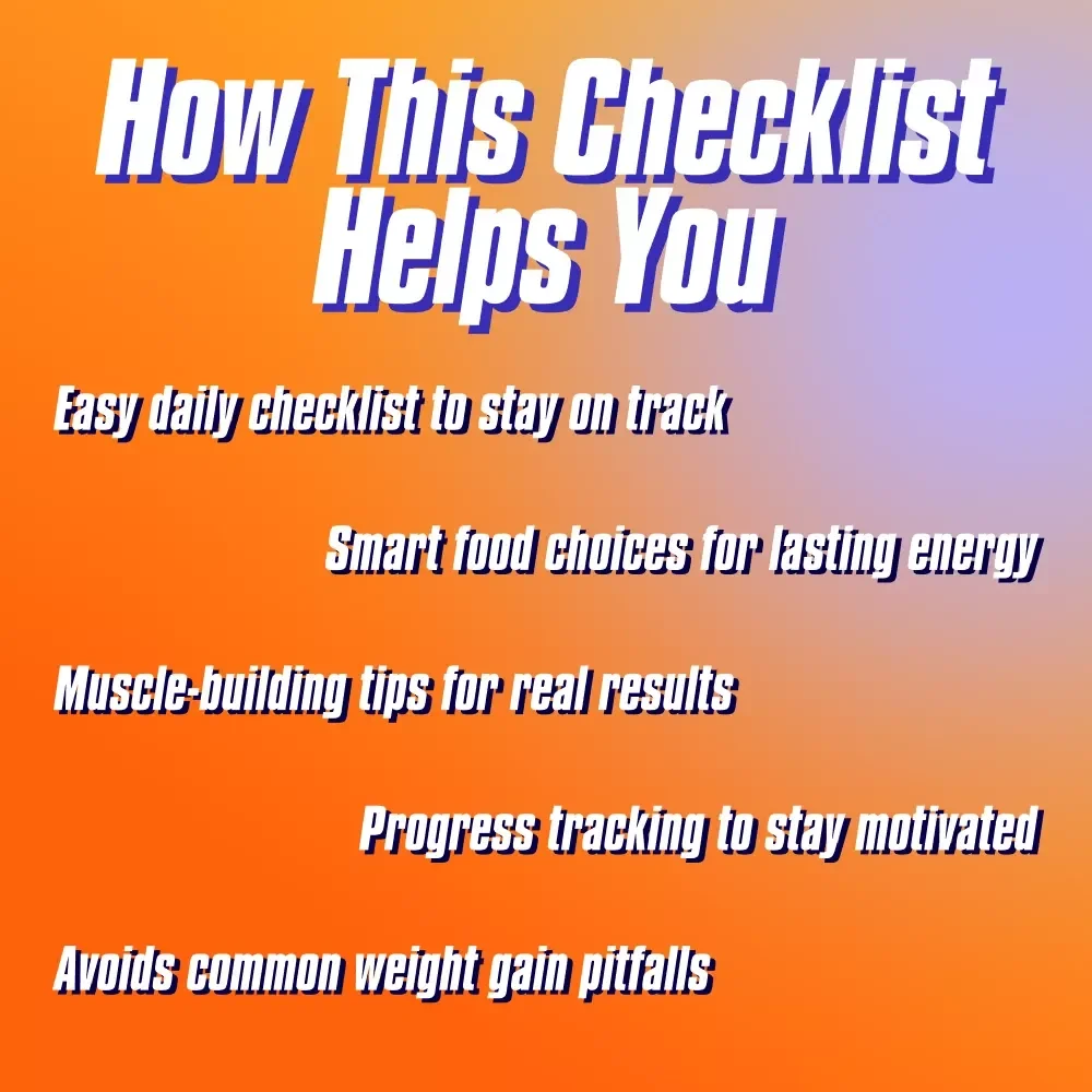 Your Weight Gain Journey Checklist | How to Increase Calories to Gain Weight | Printable PDF for Healthy Weight Gain