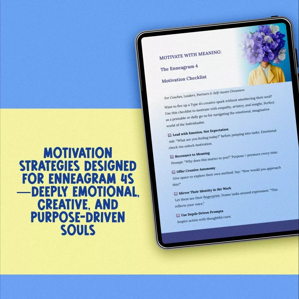 MOTIVATE WITH MEANING: The Enneagram 4 Motivation Checklist | How to Motivate Enneagram 4 | Digital Download Guide
