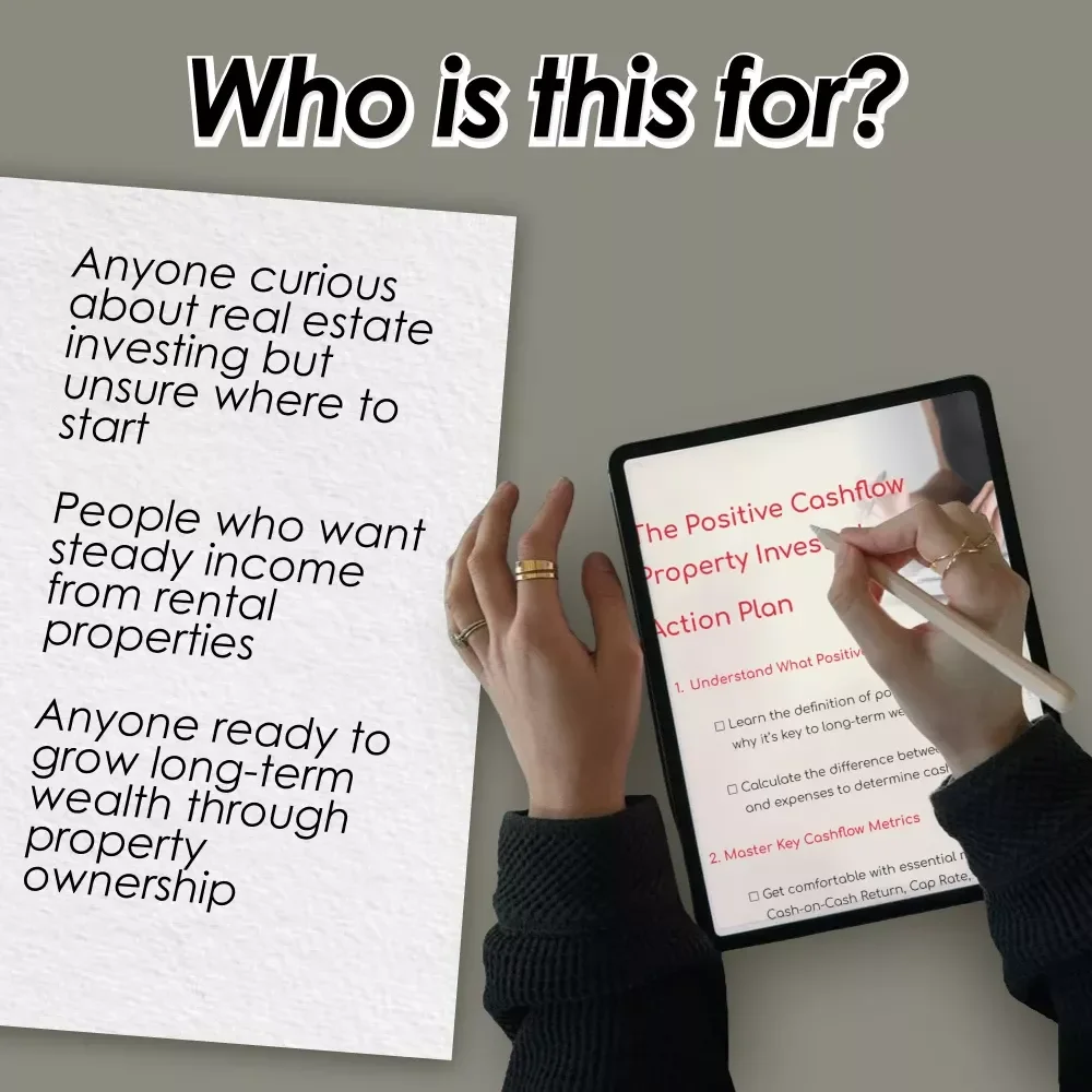 The Positive Cashflow Property Investor's Action Plan – How to Get Positive Cashflow Property | Real Estate Investing Checklist | Digital Download
