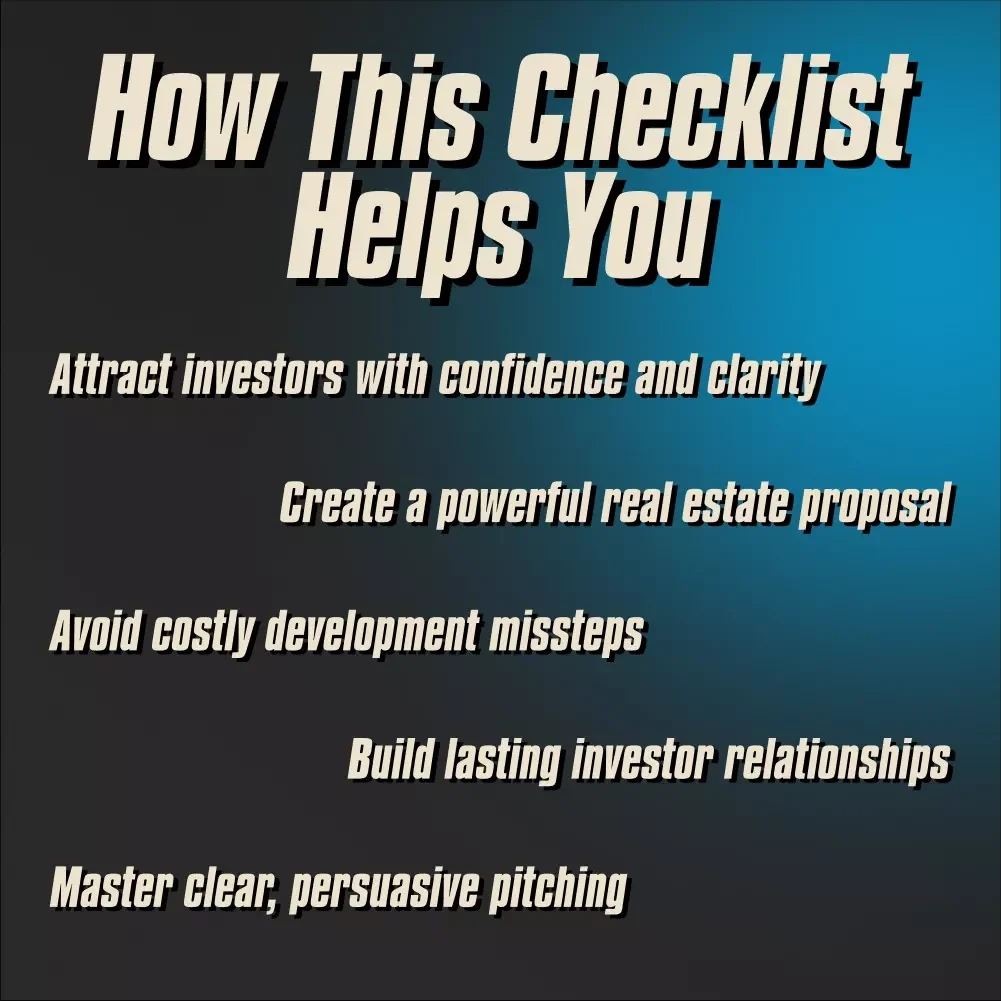 Your Action Plan for Real Estate Development | Real Estate Checklist | How to Get Investors for Real Estate Development