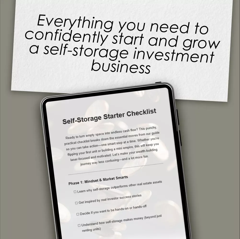 Self-Storage Starter Checklist | Digital Download for Self-Storage Real Estate Investing | Beginner's Due Diligence, Market Research & Deal Analysis Guide