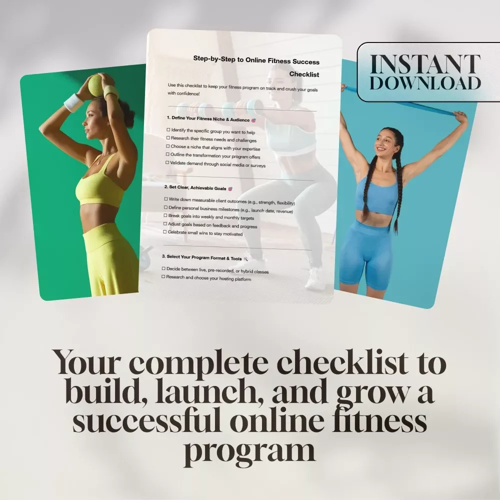 Step-by-Step to Online Fitness Success Checklist | How to Start an Online Fitness Program | Digital Download for Fitness Coaches & Trainers