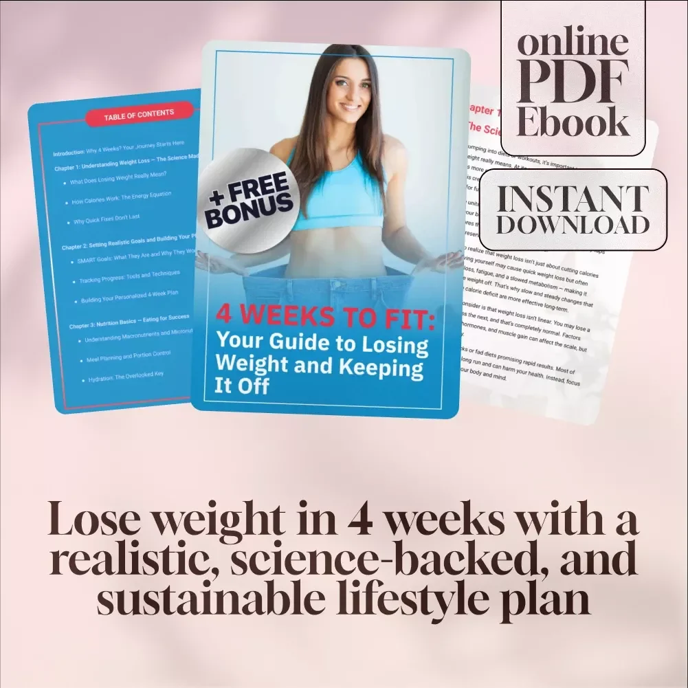 4 Weeks to Fit: Your Guide to Losing Weight and Keeping It Off | How to Lose Weight in 4 Weeks eBook | Weight Loss Guide PDF | Digital Download