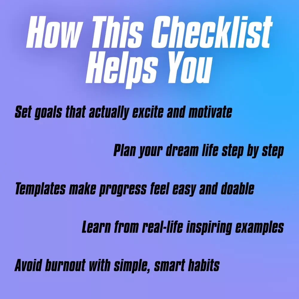The Goal Getter Checklist: Your 1-Year, 5-Year, 10-Year Game Plan | Goal Setting Guide | 1 Year 5 Year 10 Year Goals Example | Digital Download
