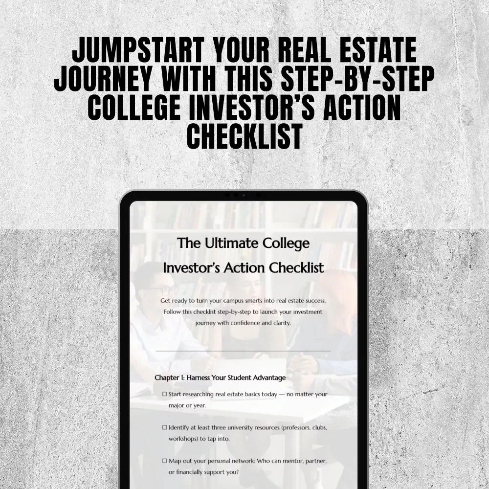 The Ultimate College Investor’s Action Checklist | Real Estate Investing Guide for College Students | Student Real Estate Digital Download