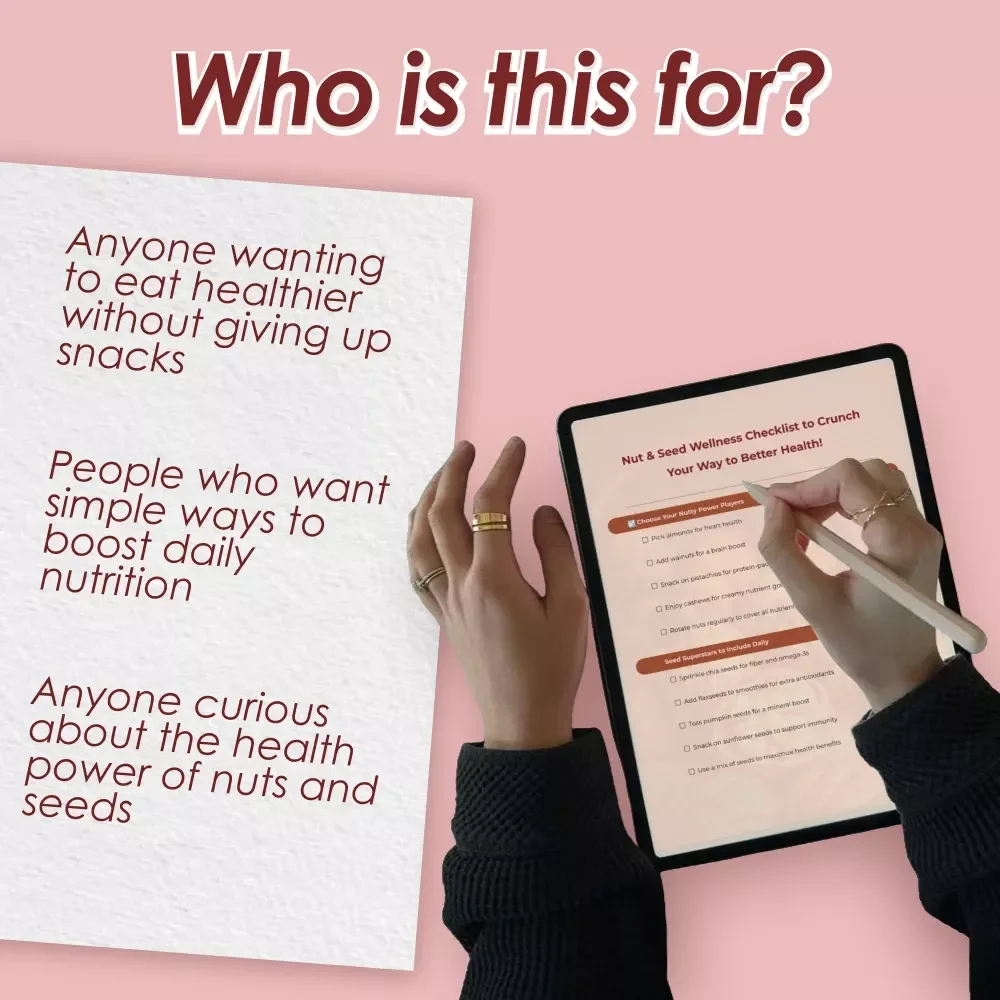 Nut & Seed Wellness Checklist to Crunch Your Way to Better Health! | Healthy Nuts and Seeds List | Digital Download Wellness Guide