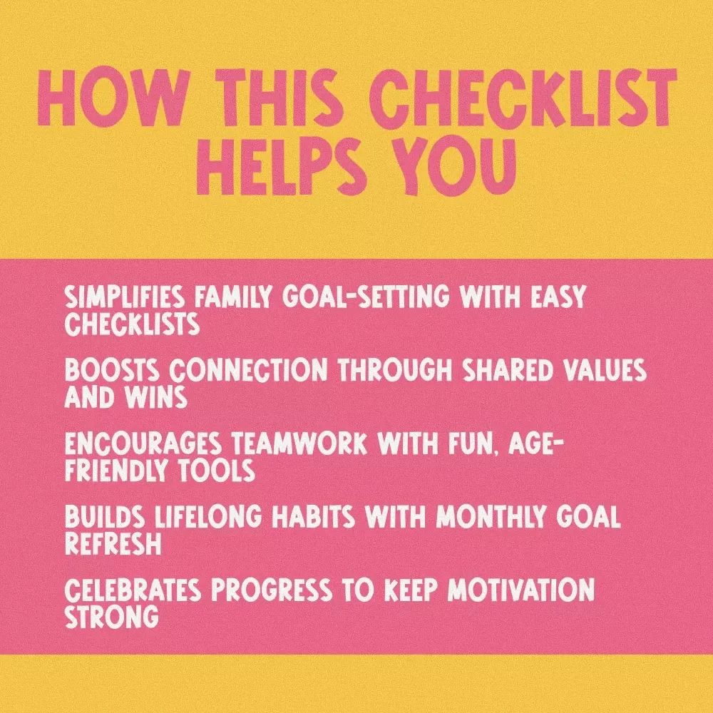 Family Goal-Getter Checklist: Your Step-by-Step Path to Stronger Together | Printable Family Goals Checklist | Examples of Family Goals PDF