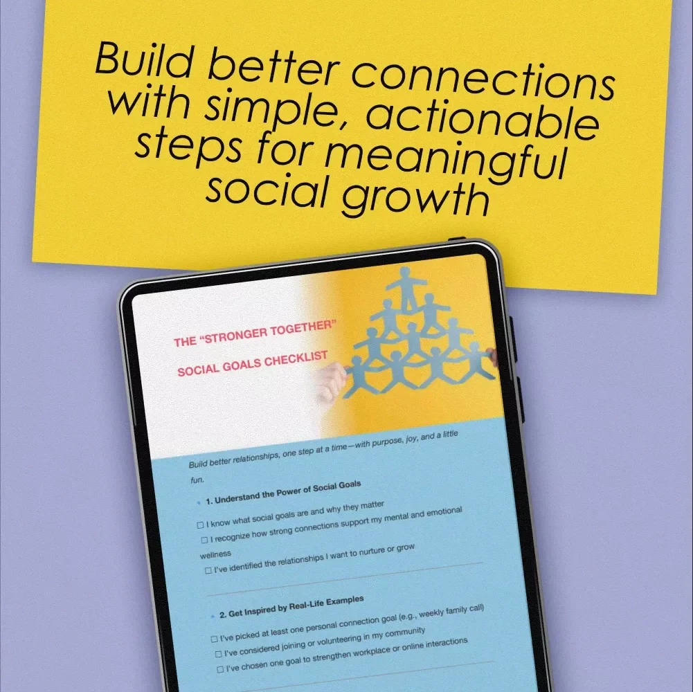 The “Stronger Together” Social Goals Checklist | Digital Download | Examples of Social Goals | Goal Setting PDF