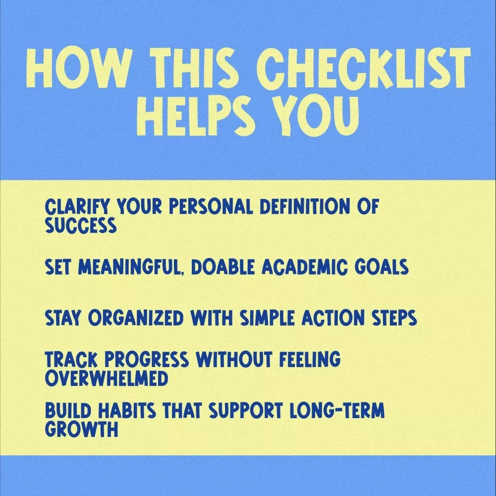 Goal-Getter’s Checklist: Your Roadmap to Long-Term Academic Success | SMART Goals Planner & Examples of Long Term Goals for Students | Academic Success Digital Download