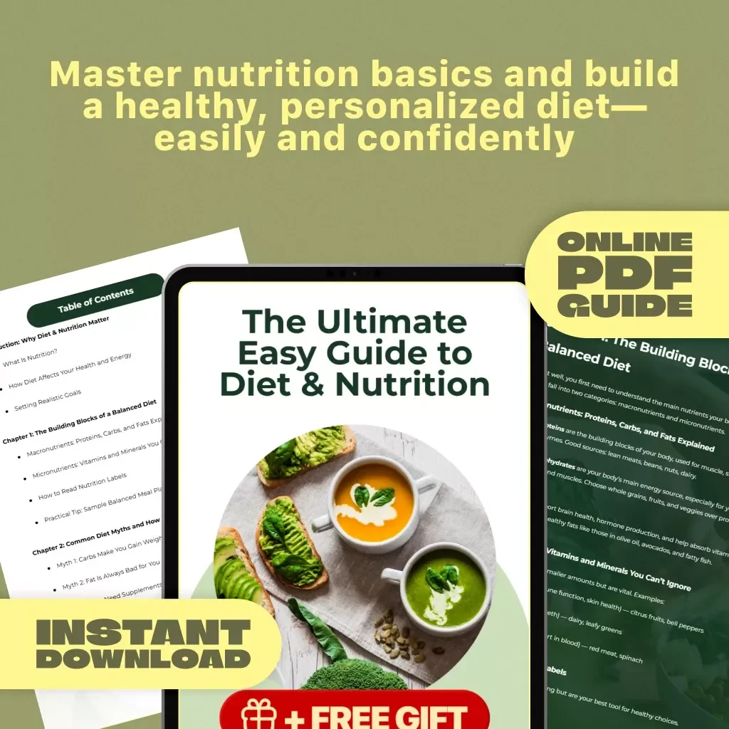 The Ultimate Easy Guide to Diet & Nutrition | Printable Diet and Nutrition Guide | Healthy Eating eBook | Digital Nutrition Checklist