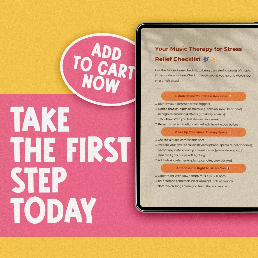 Your Music Therapy for Stress Relief Checklist – Digital Download for Music Therapy for Stress Reduction & Relaxation Self-Care