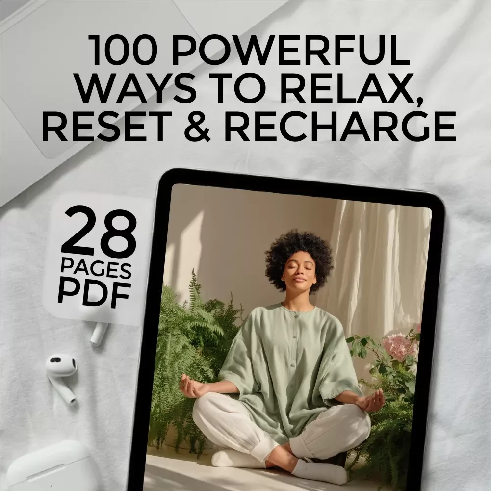 100 Powerful Ways to Relax, Reset & Recharge | Self-Care eBook | 100 Ways to Relax | Digital Wellness Guide | Instant Download