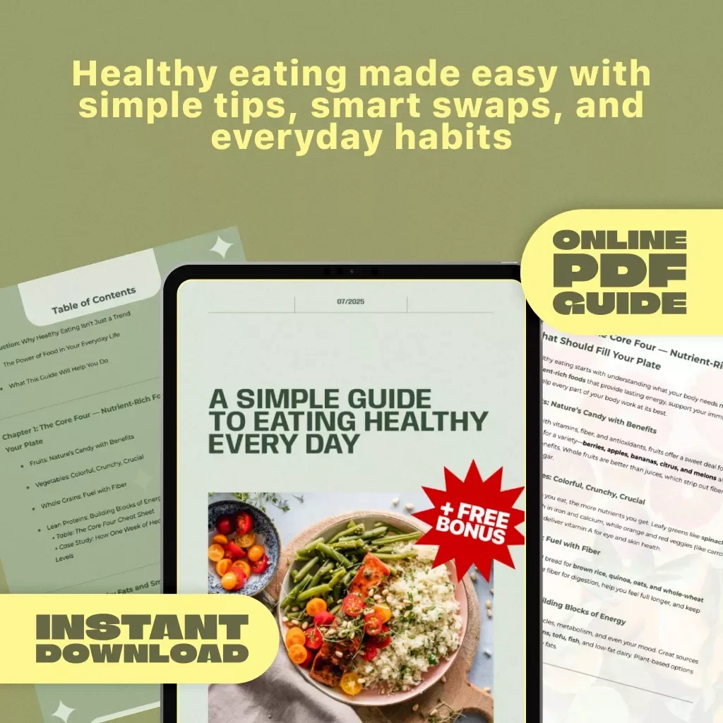 A Simple Guide to Eating Healthy Every Day | Digital Healthy Eating Guide, List of Healthy Foods, eBook for Meal Planning, Nutrition Tips & Checklist