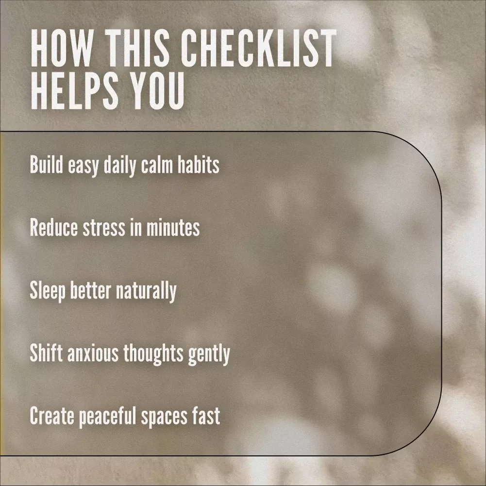 Your Calm Action Checklist: Simple Steps | Digital Checklist for Calming Things, Self-Care & Relaxation