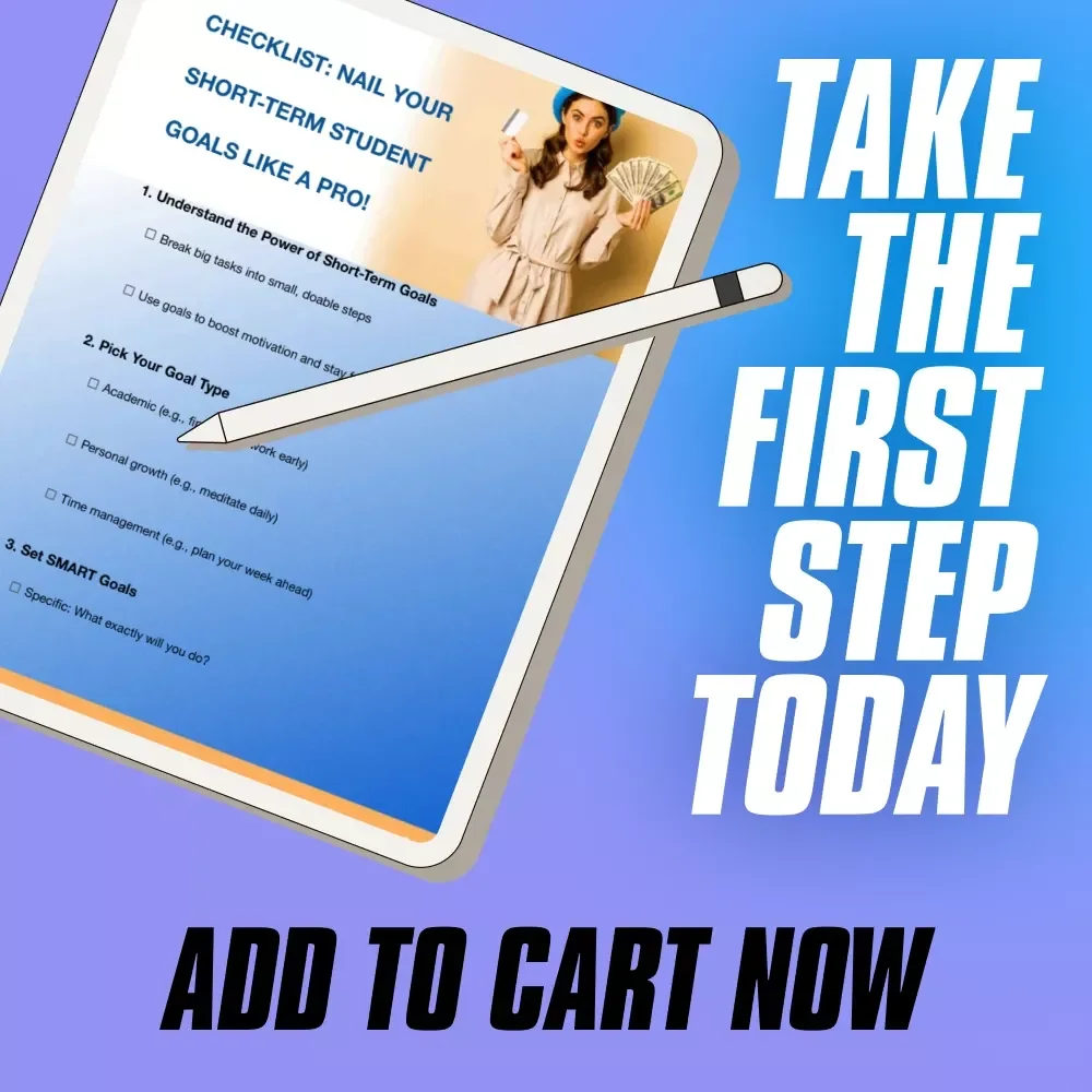 Checklist: Nail Your Short-Term Student Goals Like a Pro! | Student Goal Setting | Digital Download with Examples of Short Term Goals for Students