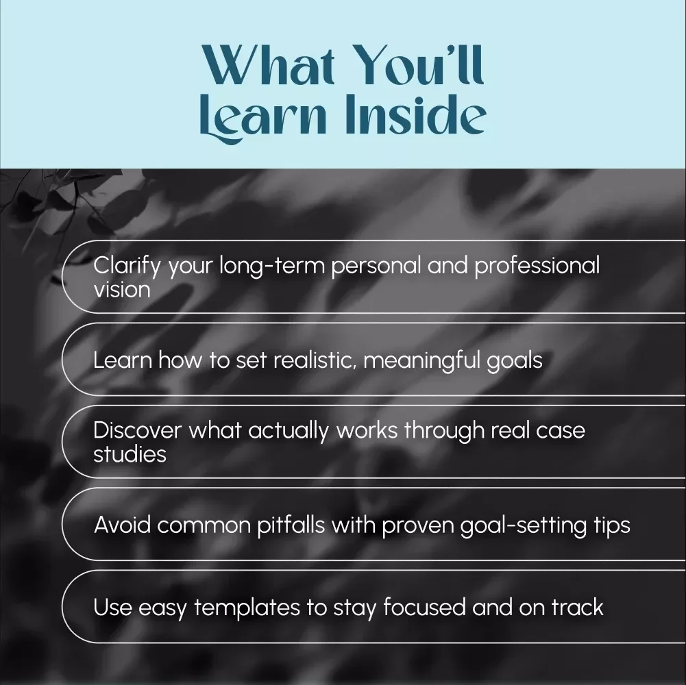A Guide to 1-Year, 5-Year, and 10-Year Goal Setting | Goal Planner | 1 Year 5 Year 10 Year Goals Example | Digital Download Guide