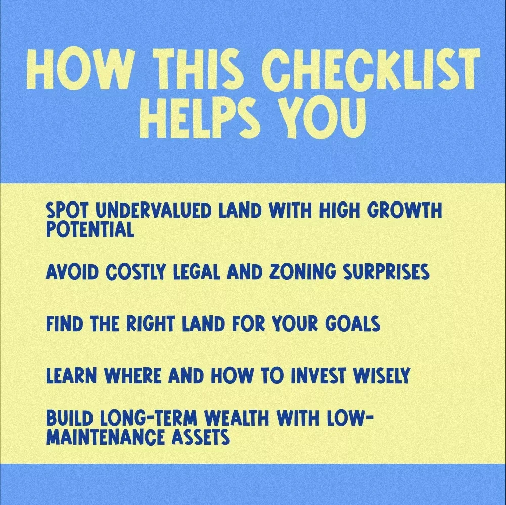 The Ultimate Land Investment Checklist | Digital Download Guide for How to Buy Land for Investment Success