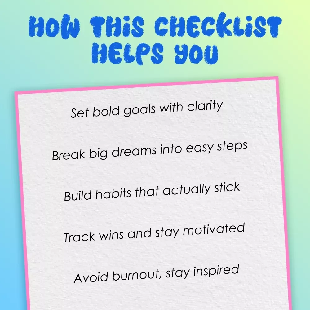 The Ultimate Stretch Goal Success Checklist: Dream Big, Win Bigger! | Stretch Goal Examples PDF | Goal Setting Digital Download