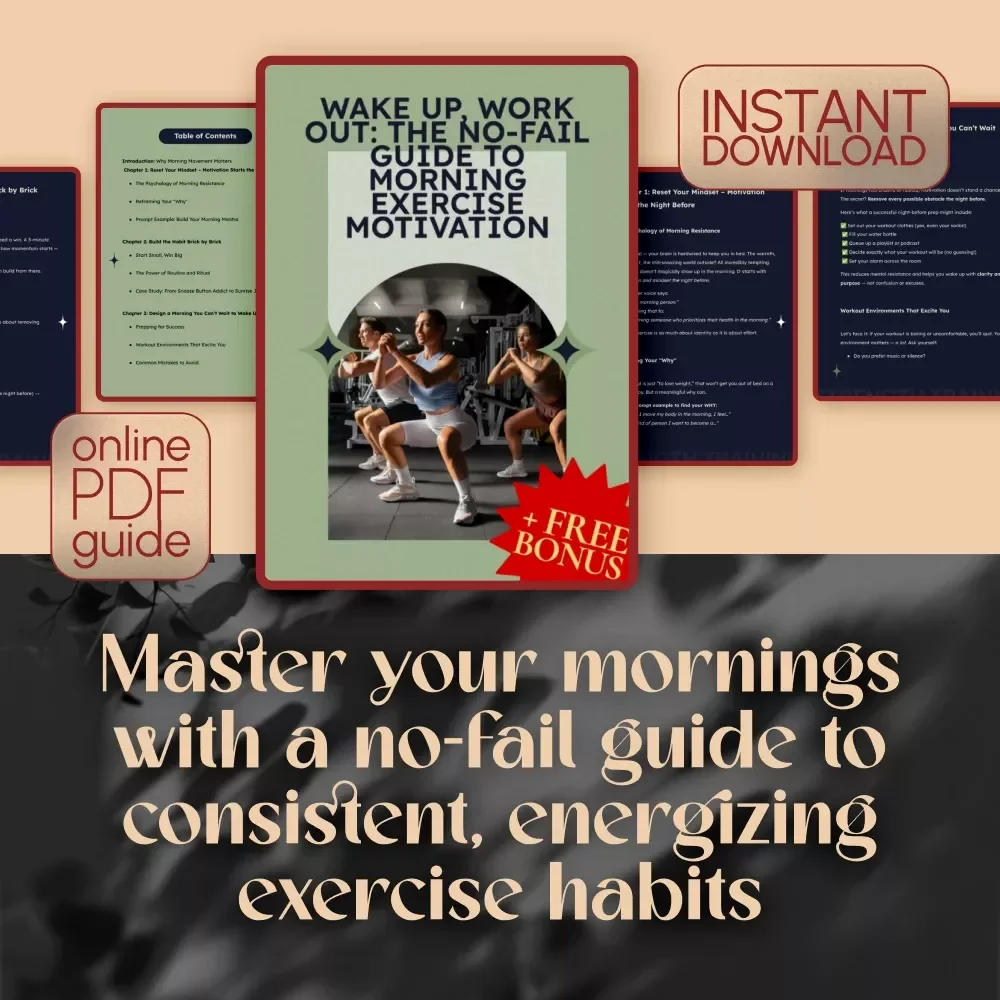 Wake Up, Work Out: The No-Fail Guide to Morning Exercise Motivation | Digital Guide on How to Motivate Yourself to Exercise in the Morning | Printable PDF