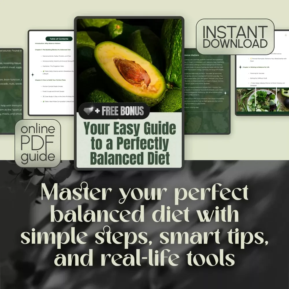 Your Easy Guide to a Perfectly Balanced Diet | Digital Nutrition Guide, eBook & Checklist for a Perfect Balanced Diet Plan