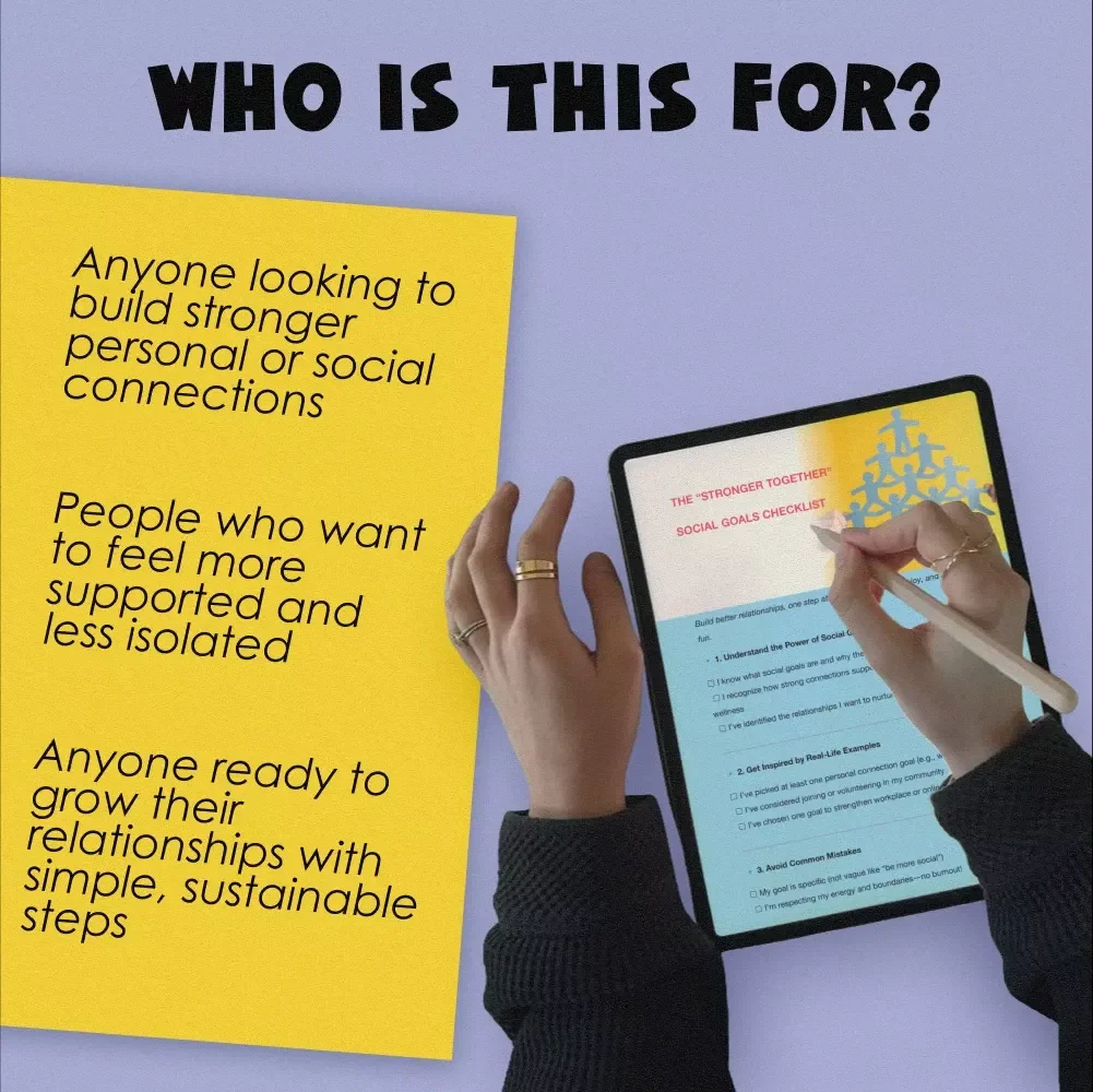 The “Stronger Together” Social Goals Checklist | Digital Download | Examples of Social Goals | Goal Setting PDF